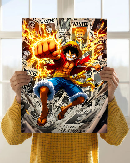 Luffy Wanted Punch – One Piece Action Poster Holding Image - Everanta