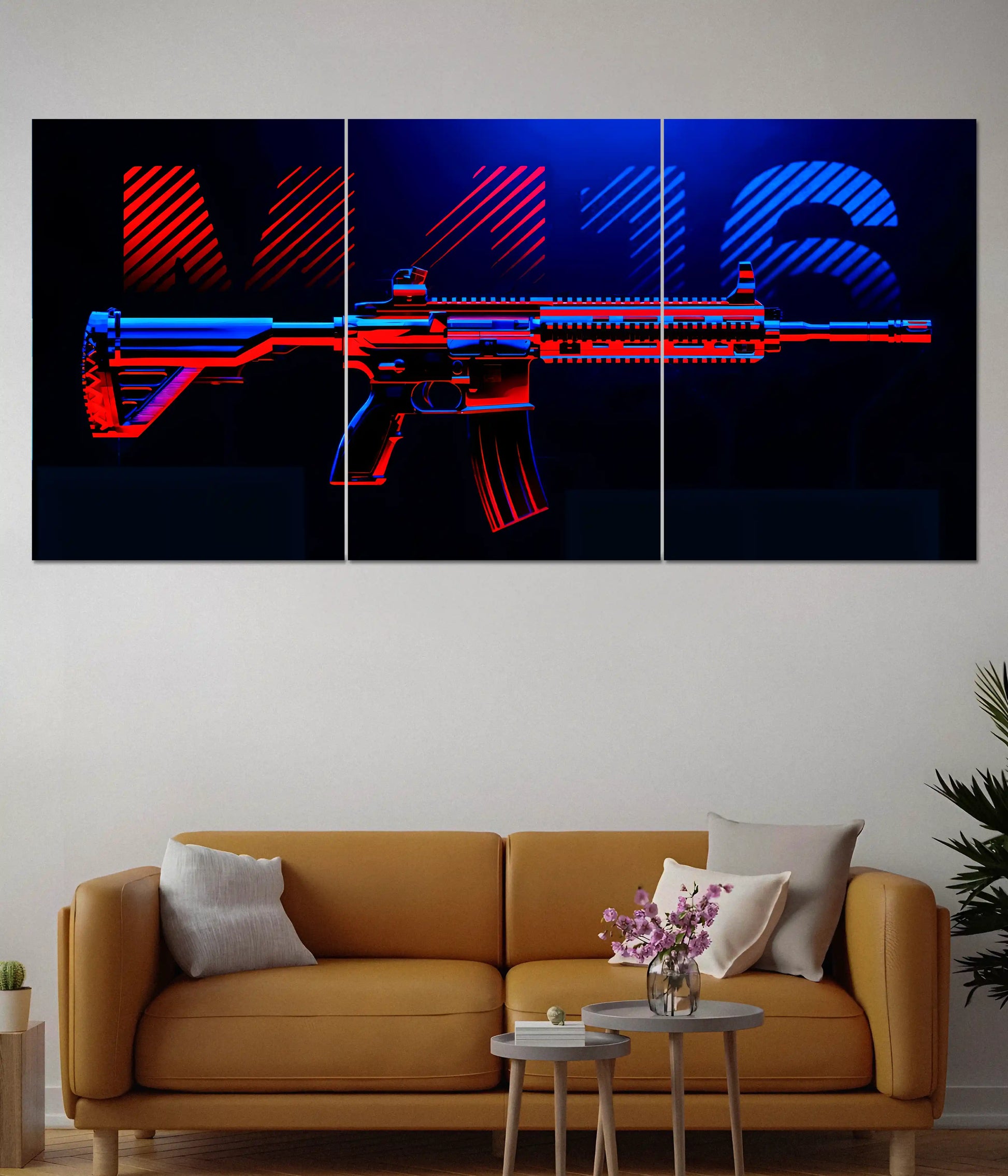 M416 Split Poster – Neon Gaming BGMI Weapon - Everanta
