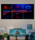 M416 Split Poster – Neon Gaming BGMI Weapon