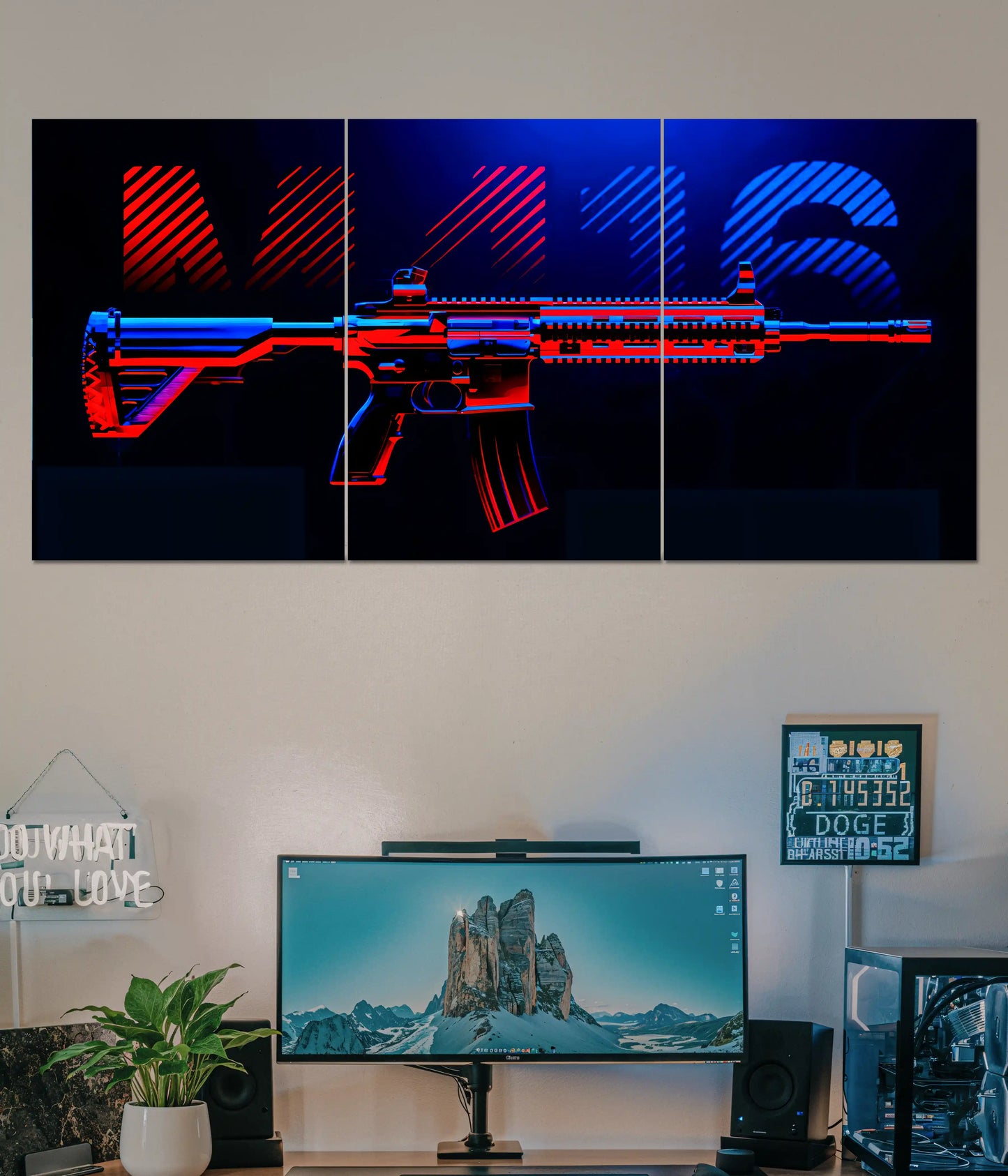 M416 Split Poster – Neon Gaming BGMI Weapon Main Image - Everanta