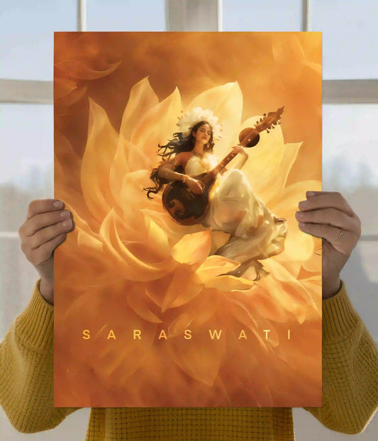 Maa Saraswati Divine Aesthetic Wall Poster Main Image - Everanta