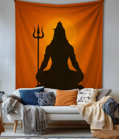 Mahadev Divine Meditation Shiva Wall Tapestry - Everanta