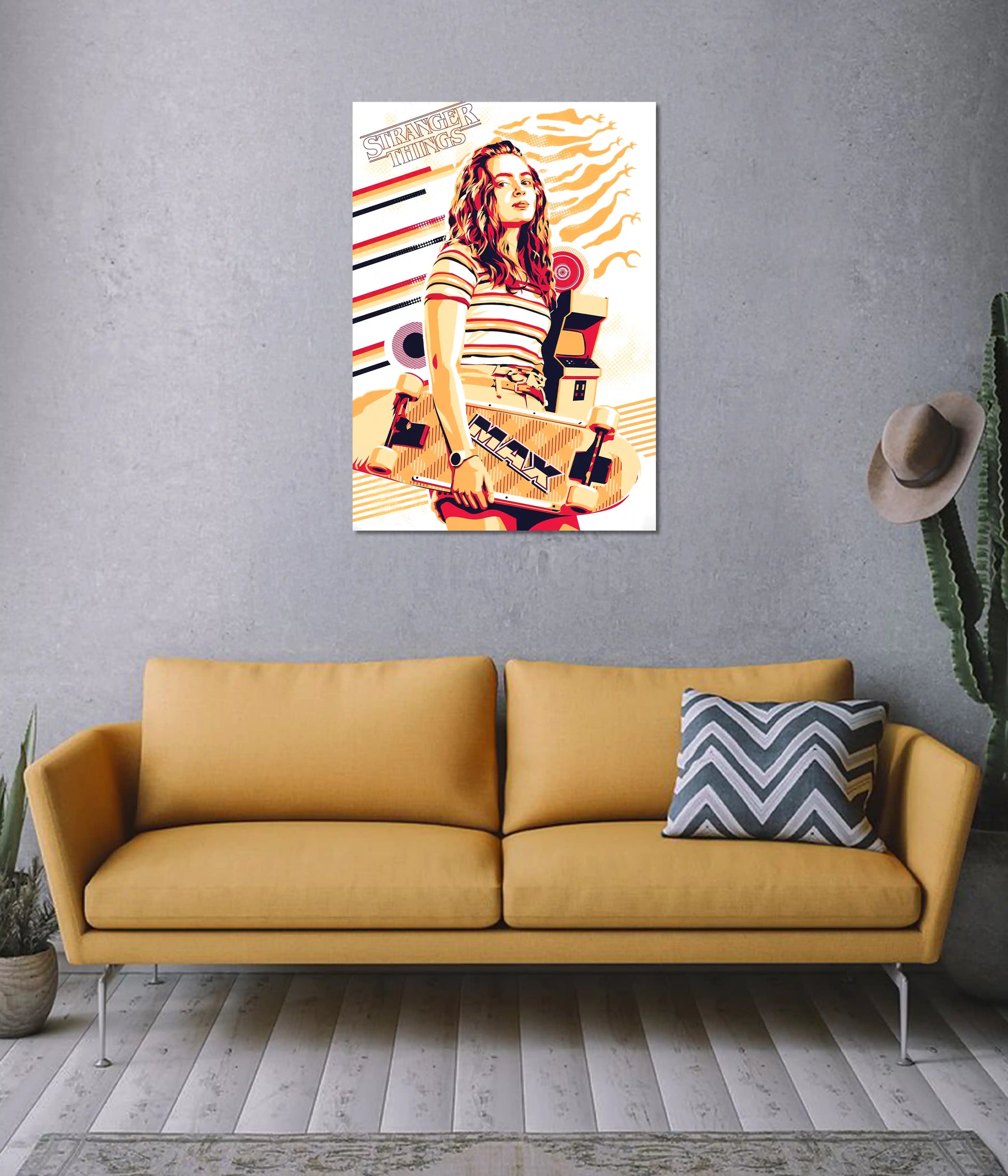 Max Mayfield Retro Skate Wall Poster on Wall - Everanta