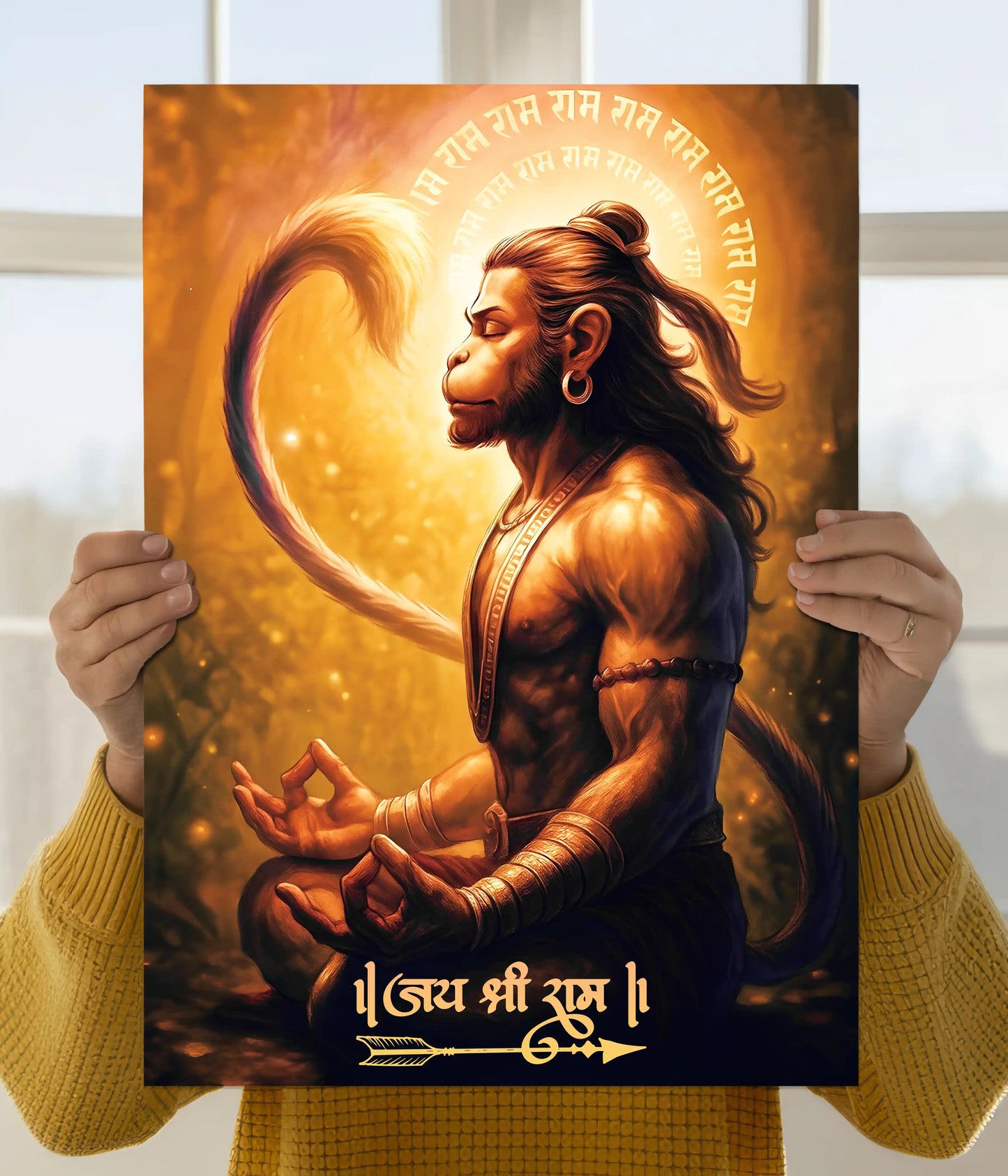 Meditative Lord Hanuman Wall Poster Main Image - Everanta