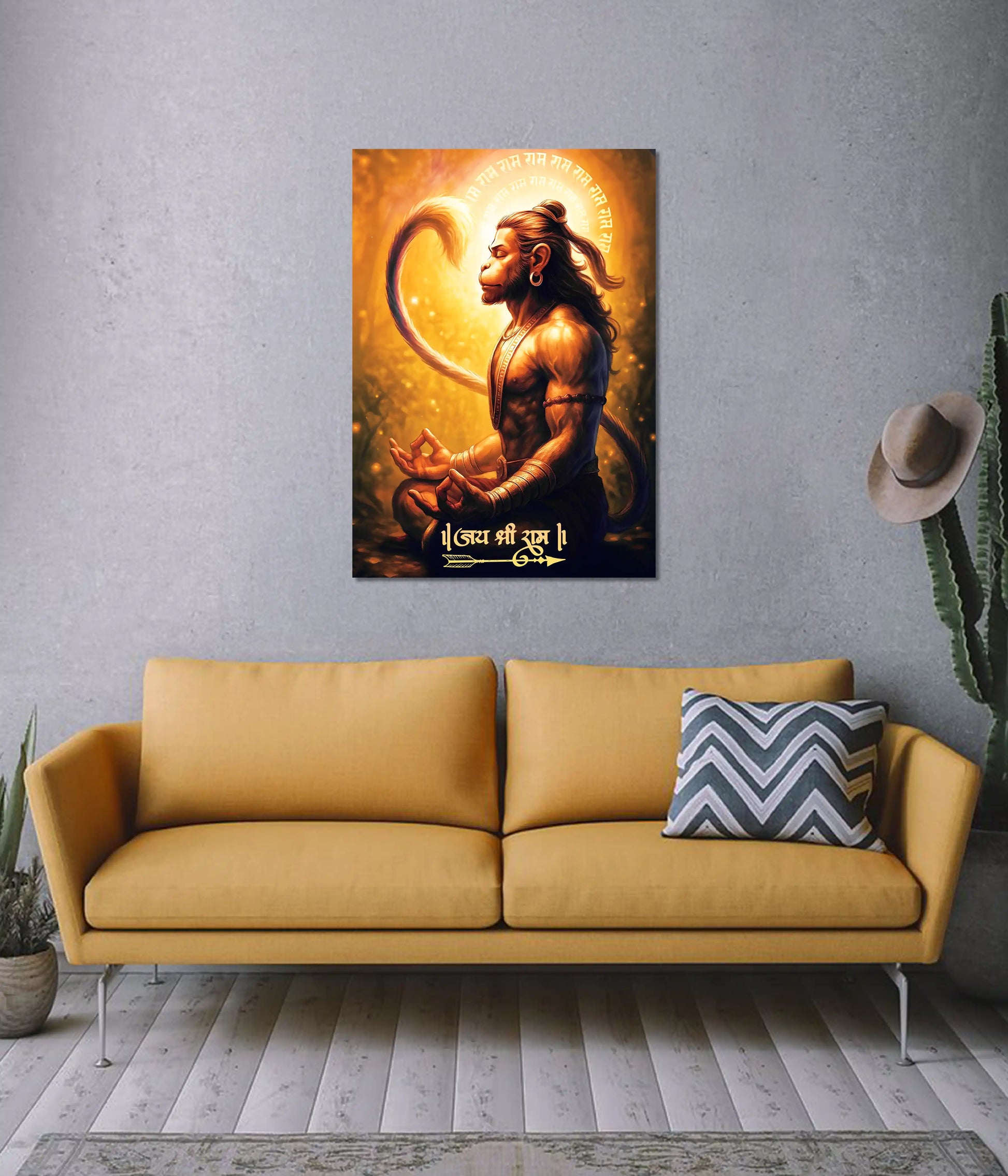Meditative Lord Hanuman Wall Poster on Wall - Everanta