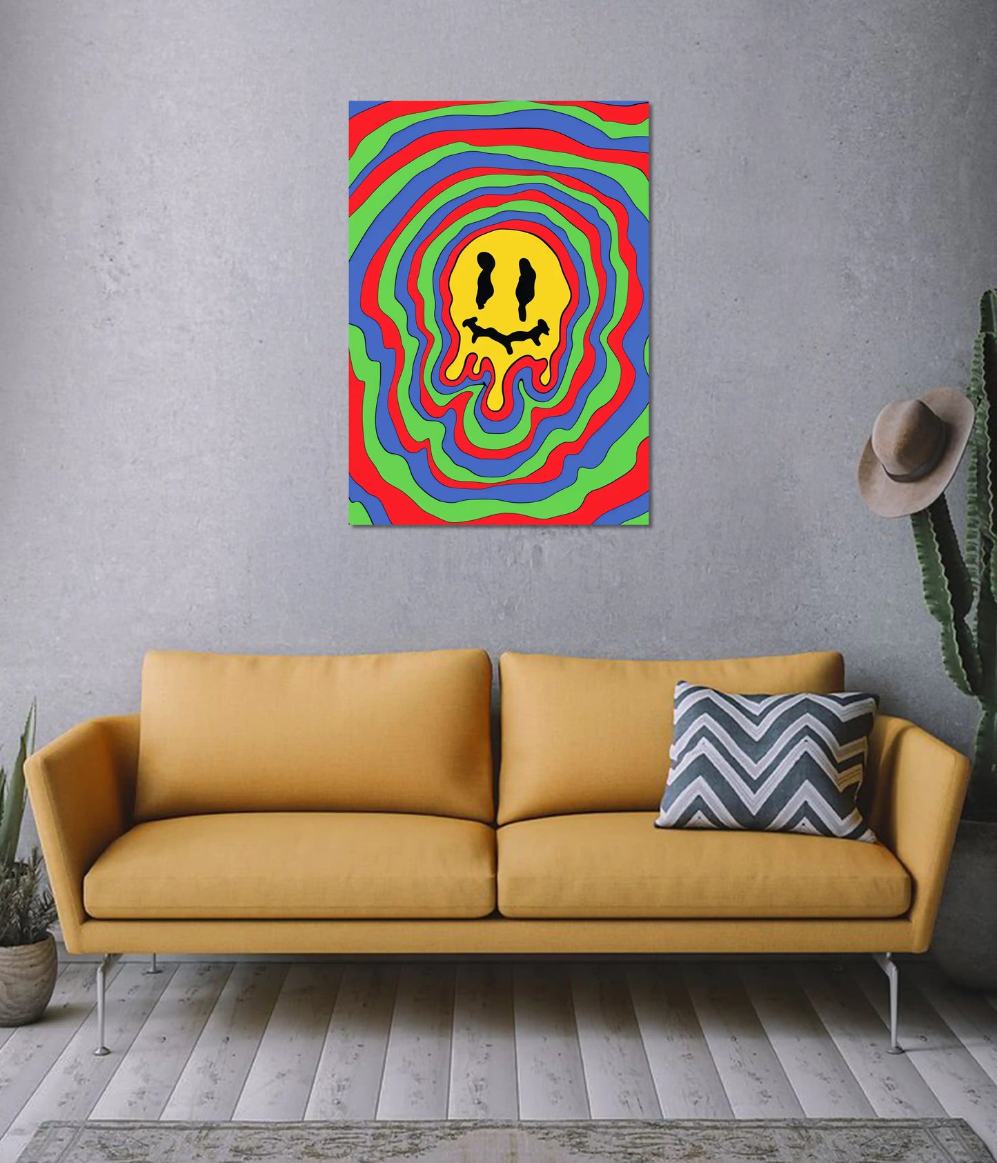 Melting Smile Psychedelic Aesthetic Wall Poster on Wall - Everanta