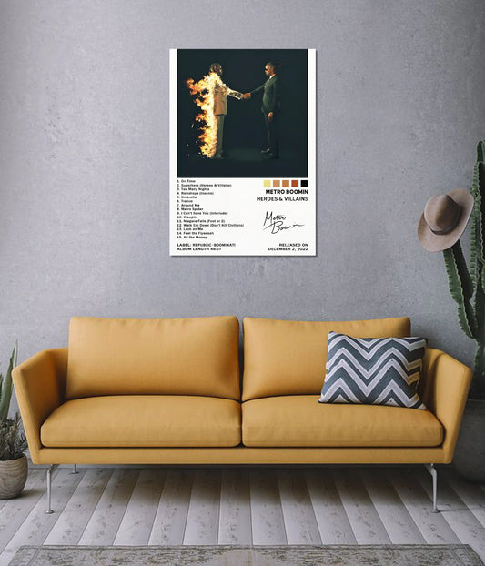 Metro Boomin Heroes & Villains Cinematic Poster on Wall - Everanta