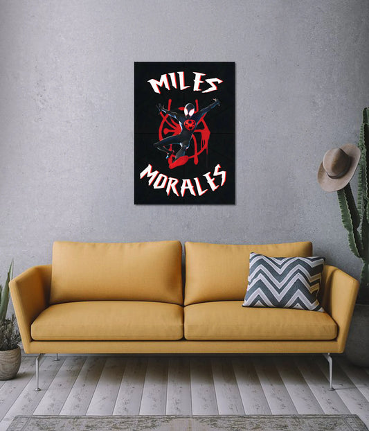Miles Morales Black Poster – Spider-Verse Superhero Wall Art on Wall - Everanta