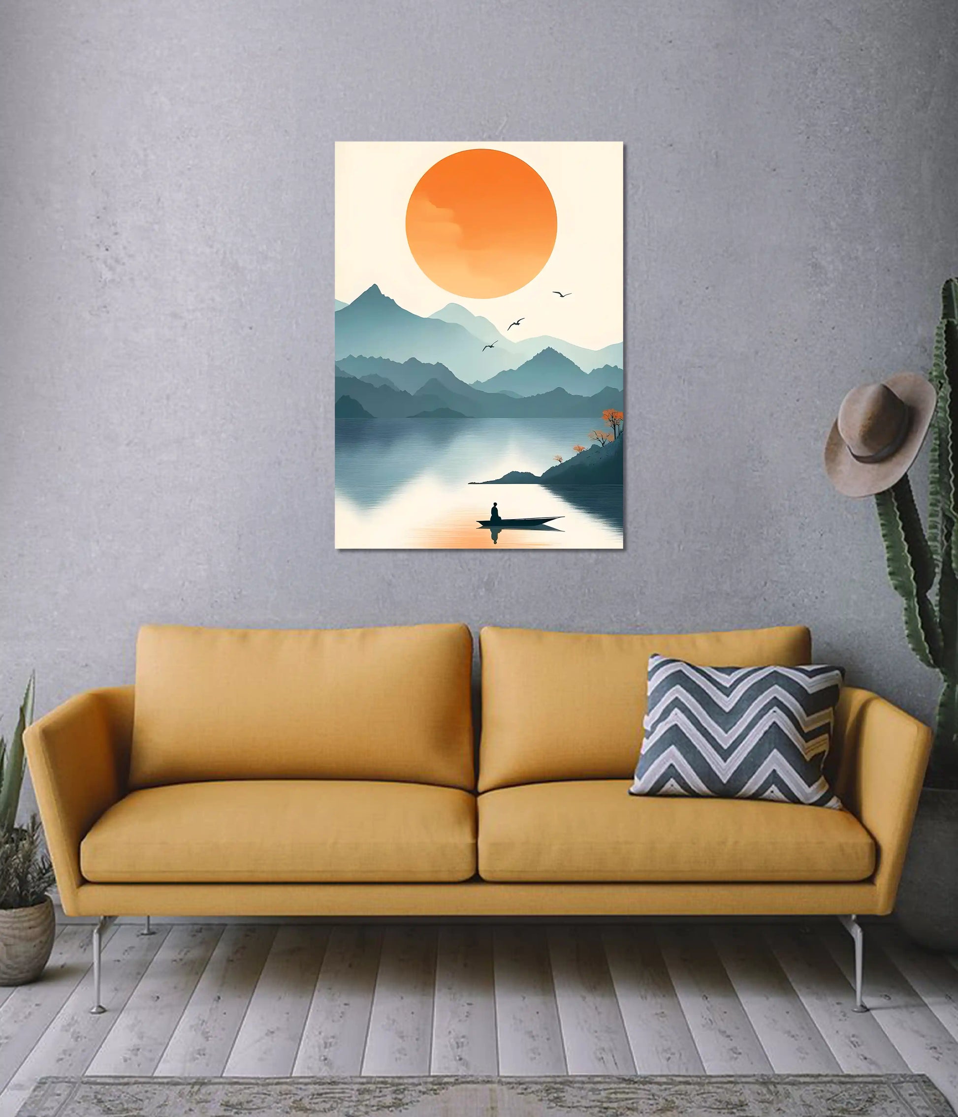 Minimal Sunrise Aesthetic Wall Poster on Wall - Everanta
