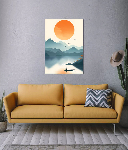 Minimal Sunrise Aesthetic Wall Poster on Wall - Everanta