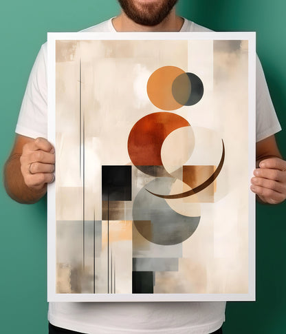 Minimalist Beige Tone Abstract Poster White Frame Holding Image - Everanta