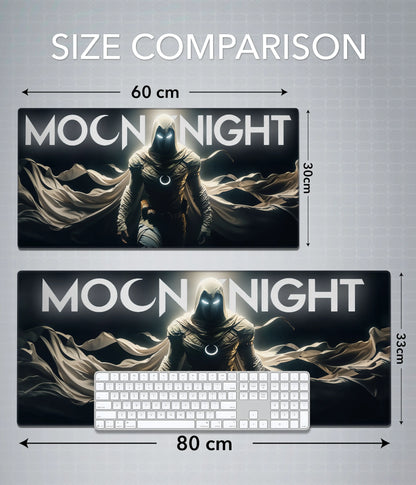 Moon Knight Desk Mat – Extended Gaming & Office Mouse Pad Size Comparison - Everanta