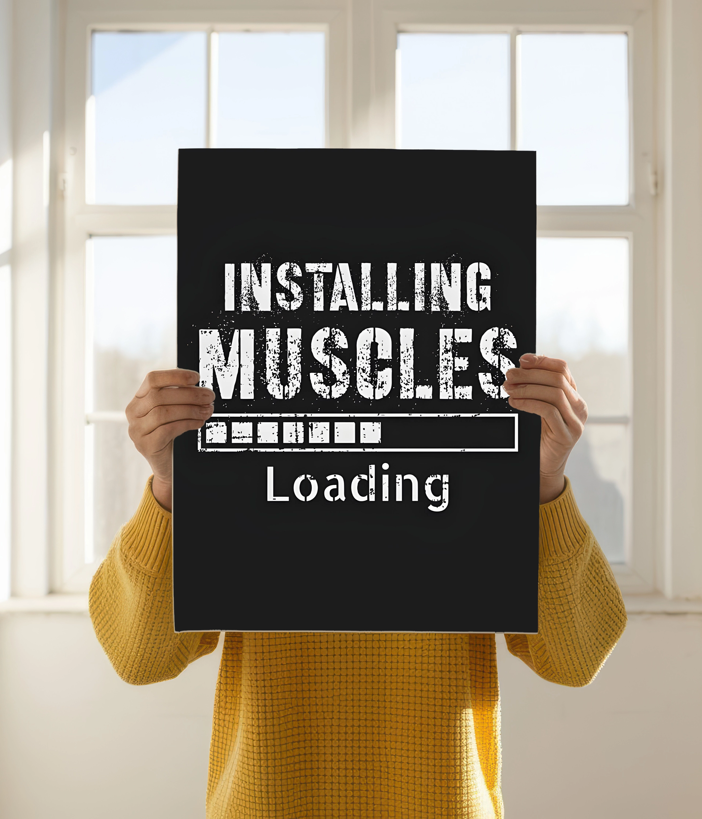 Muscle Installation in Progress - Gym Poster Holding Image - Everanta