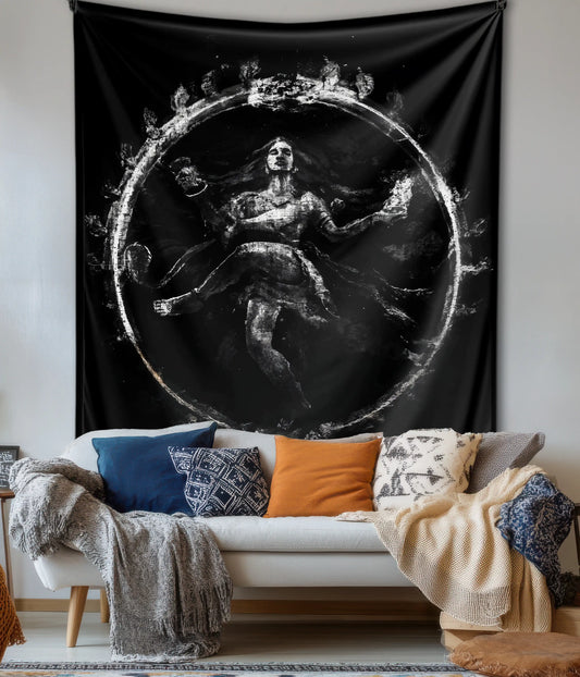Nataraja – The Cosmic Dance Wall Tapestry in Living Room - Everanta