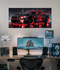 Neon Red Mustang – Futuristic Split Wall Poster