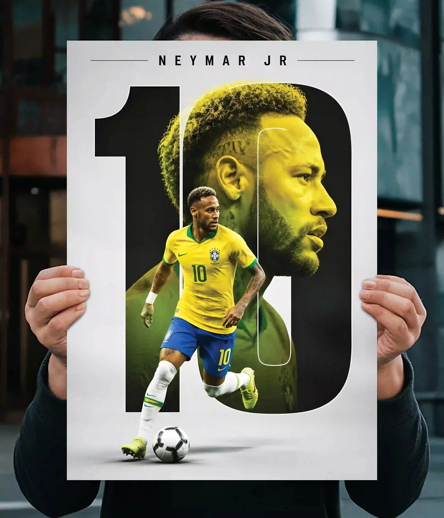 Neymar Jr Brazil No. 10 Football Wall Poster Main Image - Everanta