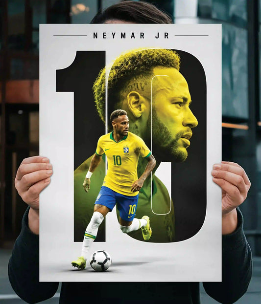 Neymar Jr Brazil No. 10 Football Wall Poster Main Image - Everanta
