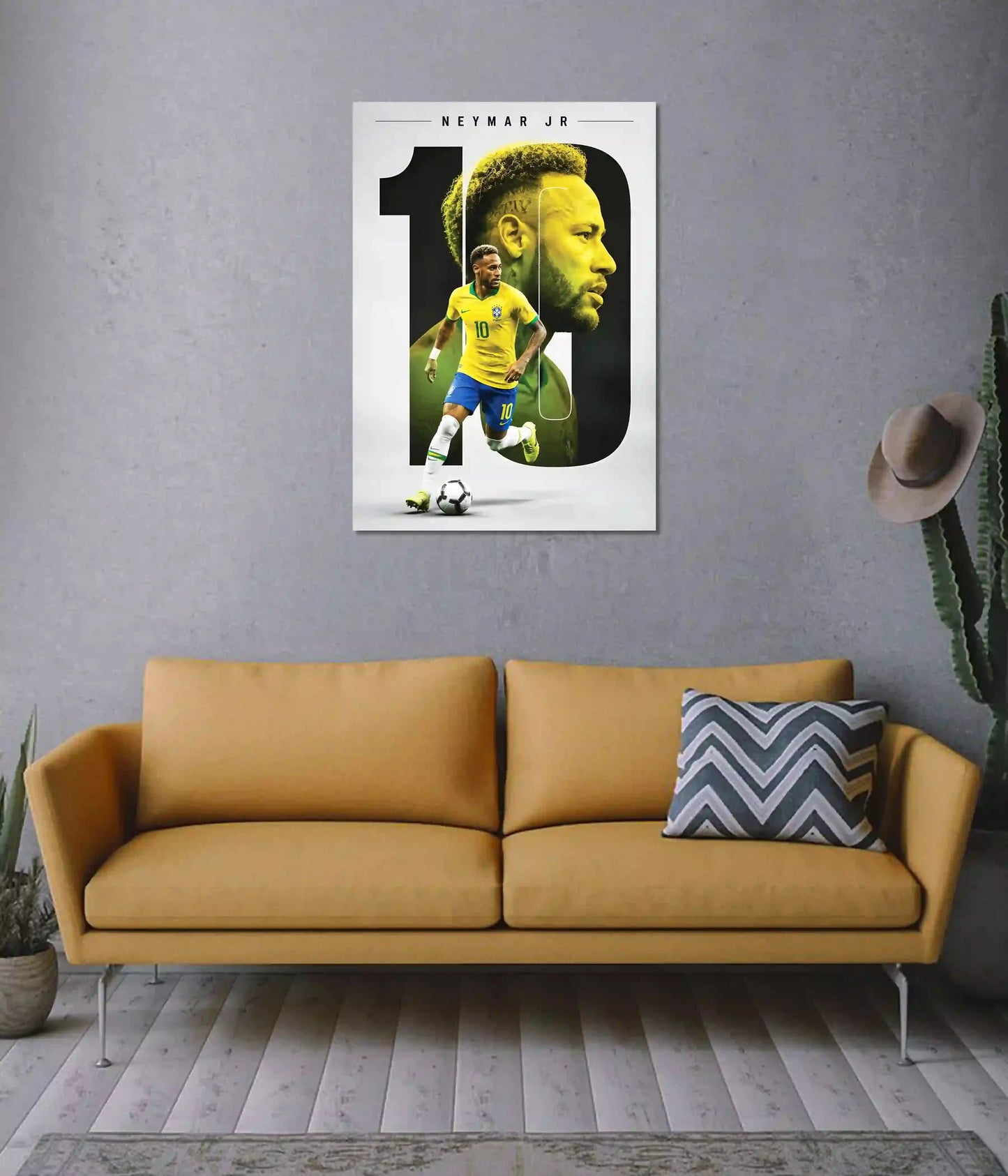 Neymar Jr Brazil No. 10 Football Wall Poster on Wall - Everanta