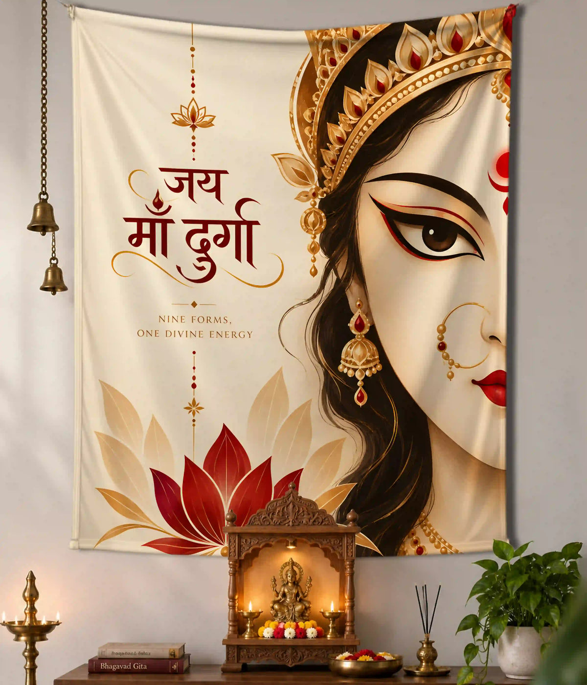 Nine Forms One Divine Energy | Maa Durga Wall Tapestry Main Image - Everanta