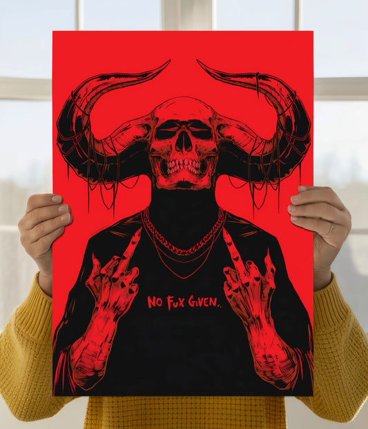 No Fux Given – Bold Red Aesthetic Wall Poster Main mage - Everanta