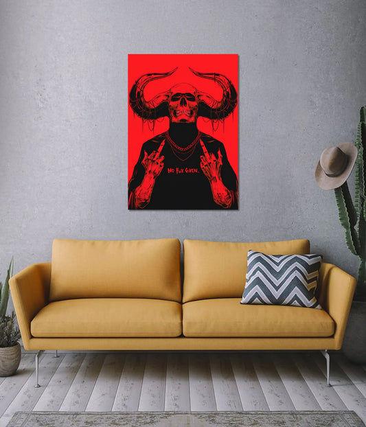 No Fux Given – Bold Red Aesthetic Wall Poster on Wall - Everanta