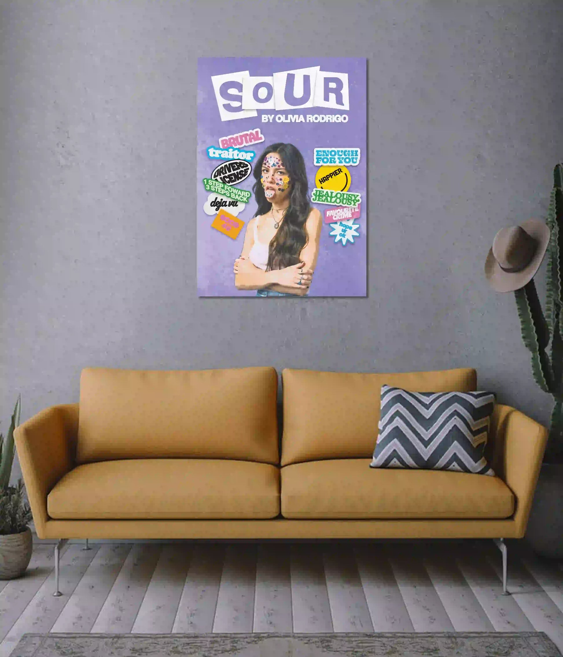 Olivia Rodrigo SOUR Album Aesthetic Wall Poster on Wall - Everanta