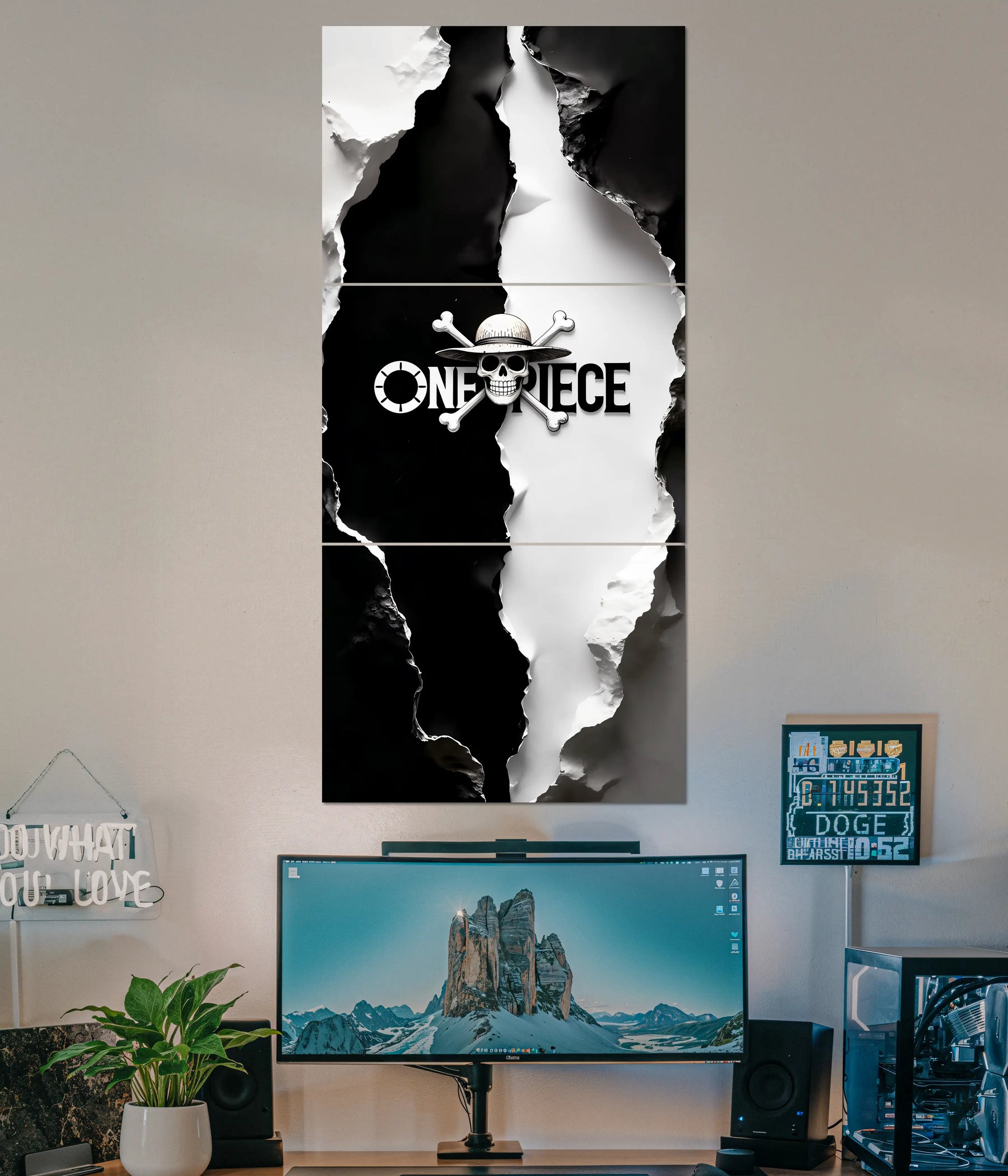 One Piece Black & White Split Poster Main Image - Everanta