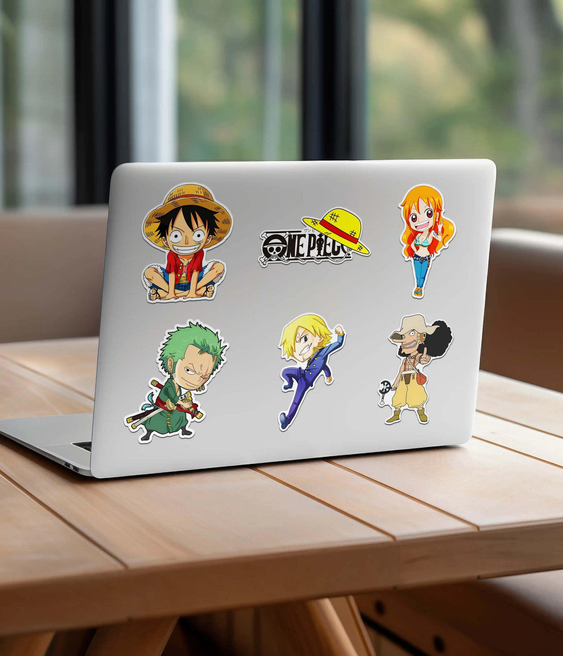 One Piece Chibi Anime Stickers Pack on Laptop Back - Everanta