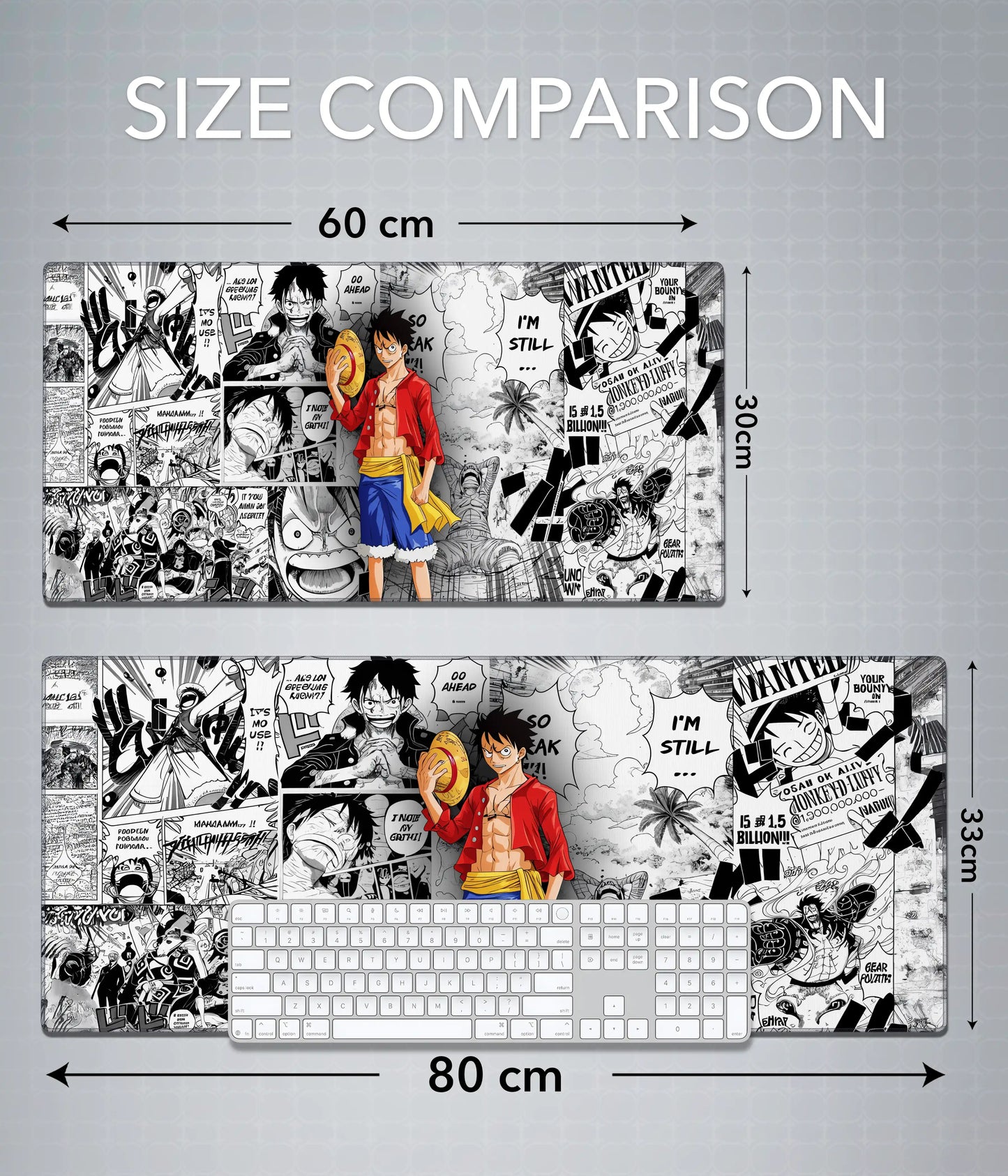One Piece Luffy Desk Mat – Anime Extended Gaming Pad Size Comparison - Everanta