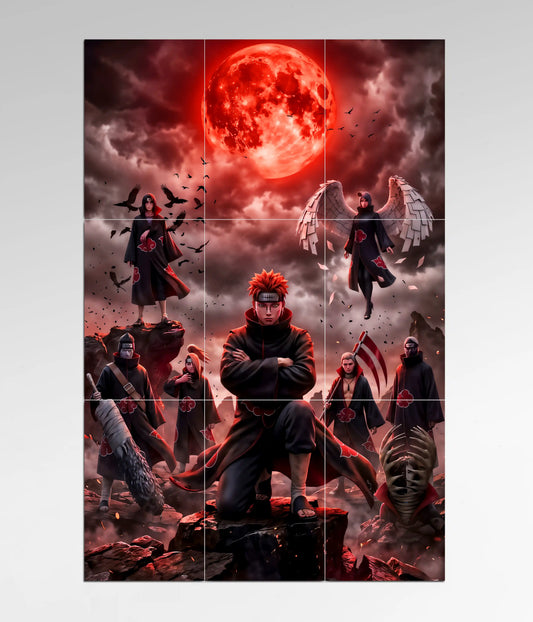 Pain Akatsuki Naruto 9-Piece Split Anime Poster Design - Everanta