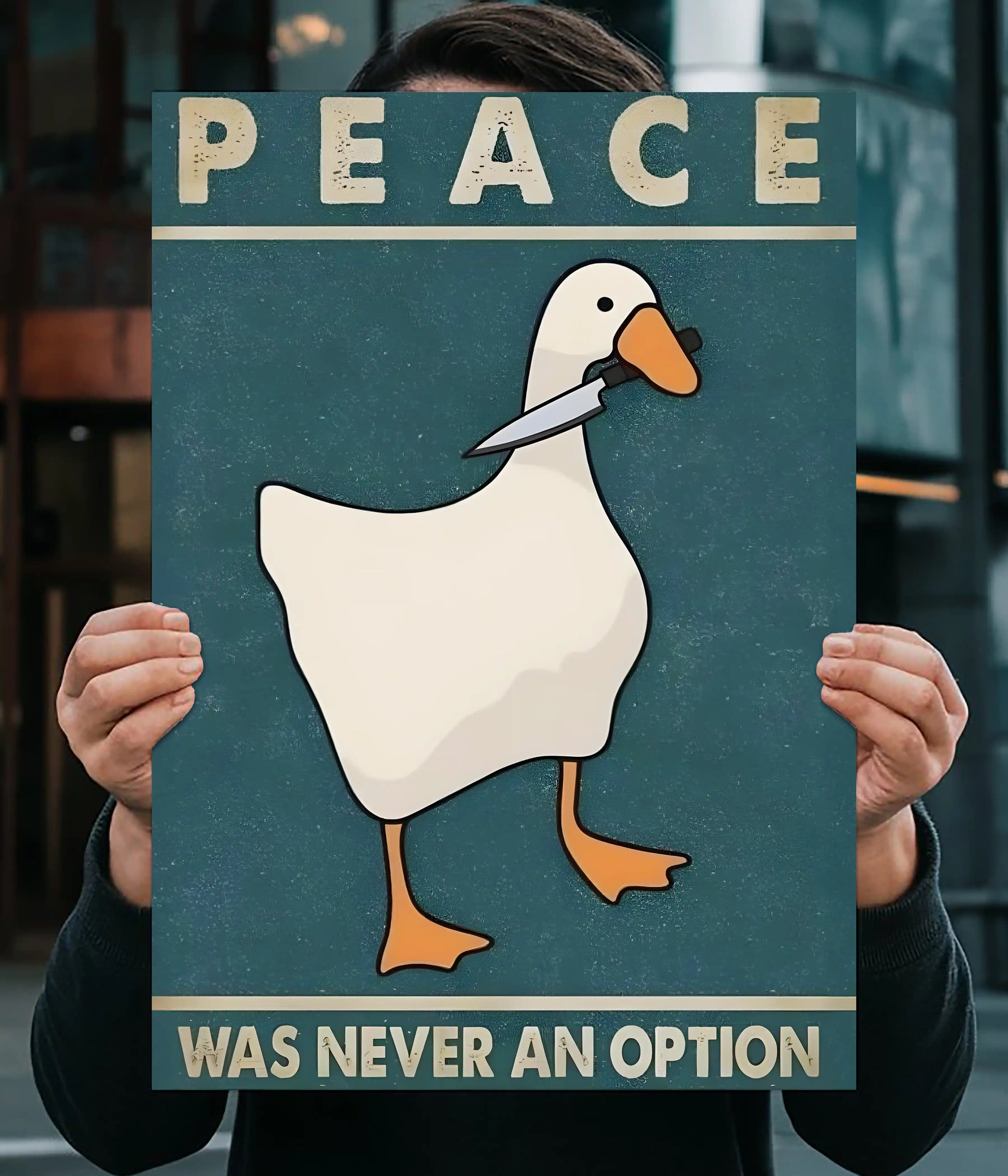 Peace Was Never an Option – Funny Duck Poster Main Image - Everanta