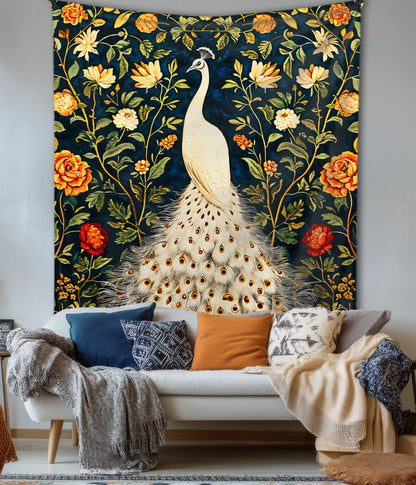 Peacock Garden – Royal Wall Tapestry on Wall - Everanta