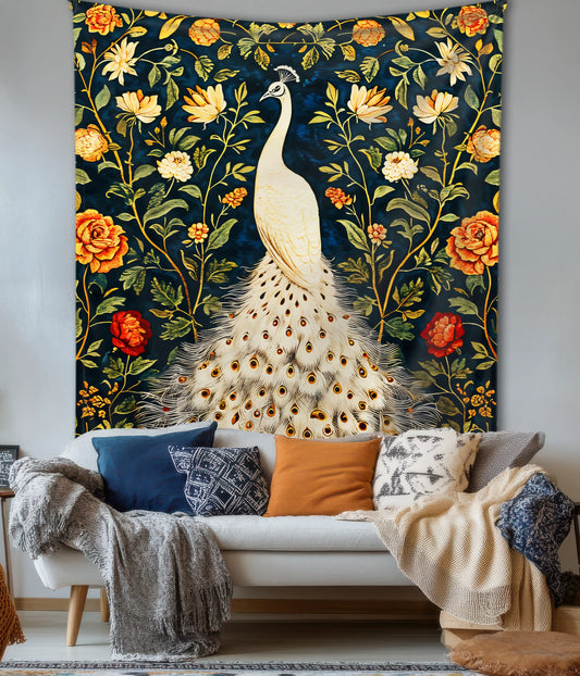 Peacock Garden – Royal Wall Tapestry on Wall - Everanta