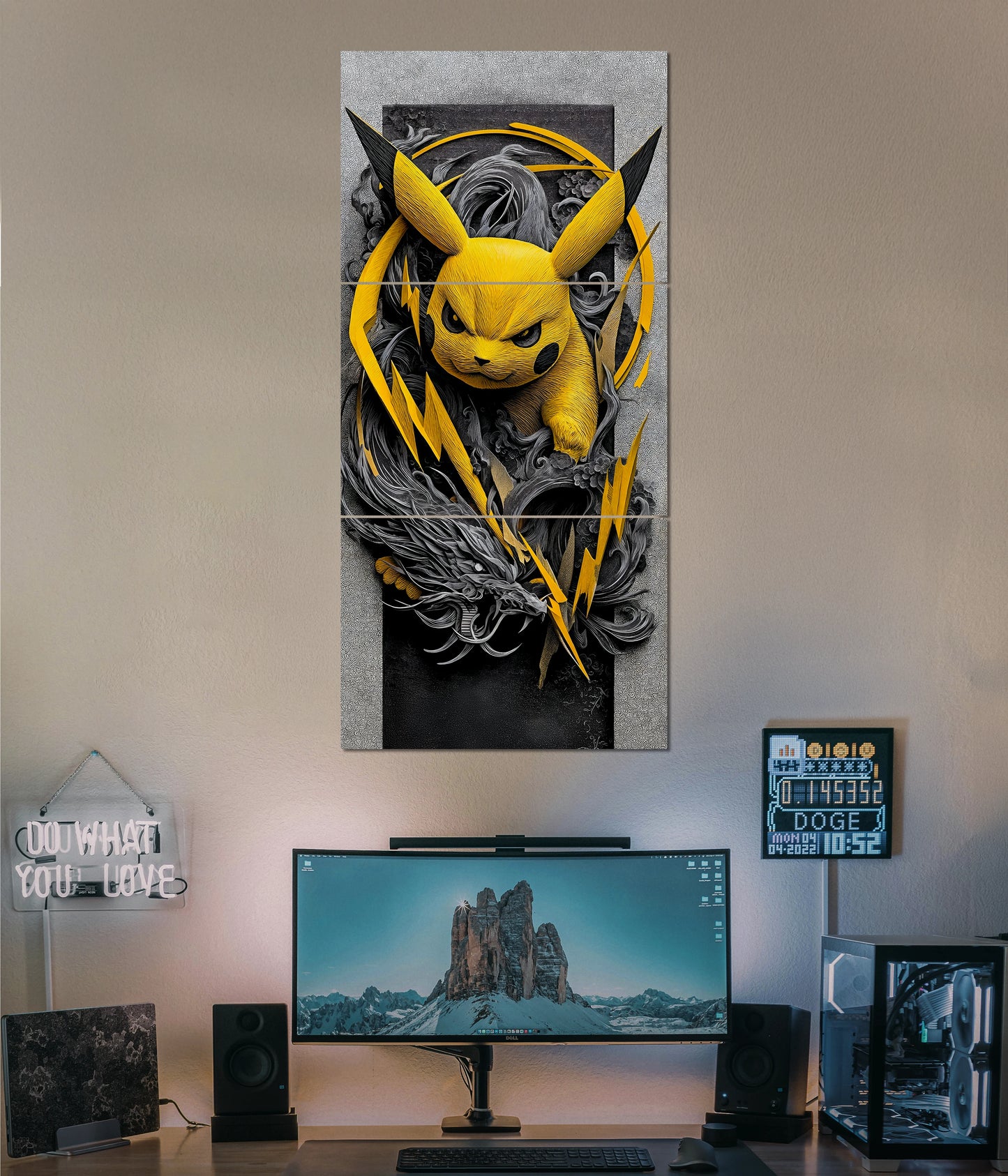 Pikachu Lightning Strike – Epic Anime Split Poster Main Image - Everanta