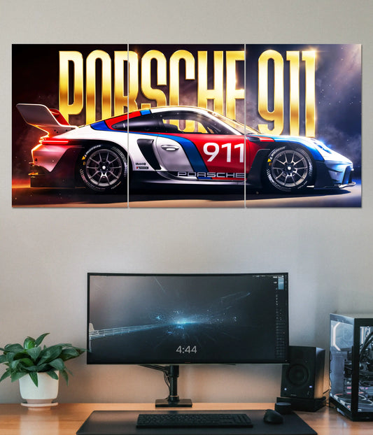 Porsche 911 Motorsport Legend Split Poster Main Image - Everanta