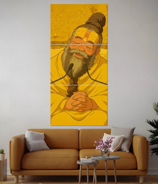 Premanand Ji Maharaj Devotional Split Poster in Living Room - Everanta
