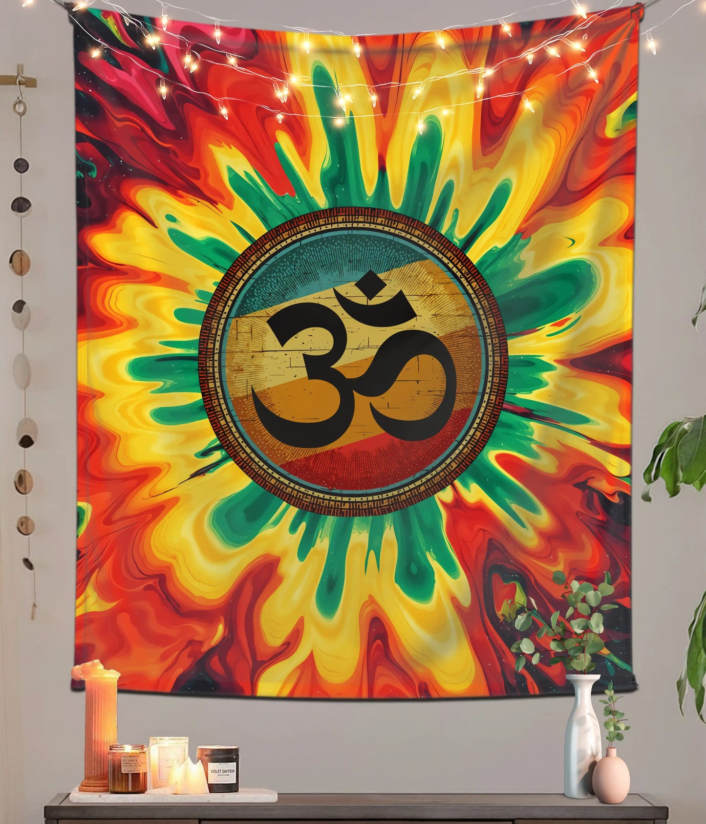 Psychedelic Om Mandala Spiritual Wall Tapestry Main Image - Everanta