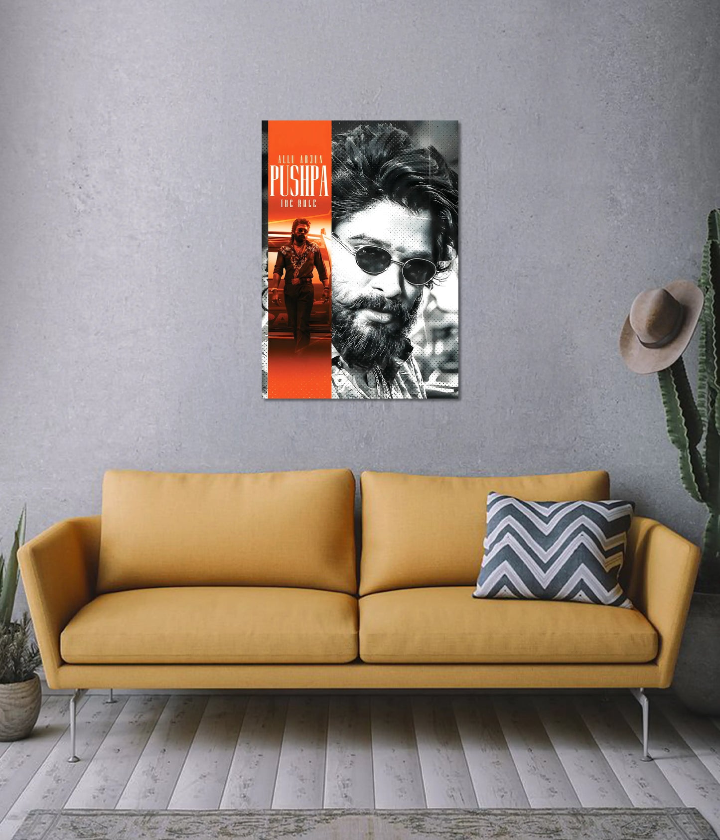 Pushpa: The Rule – Allu Arjun Cinematic Wall Poster on wall - Everanta