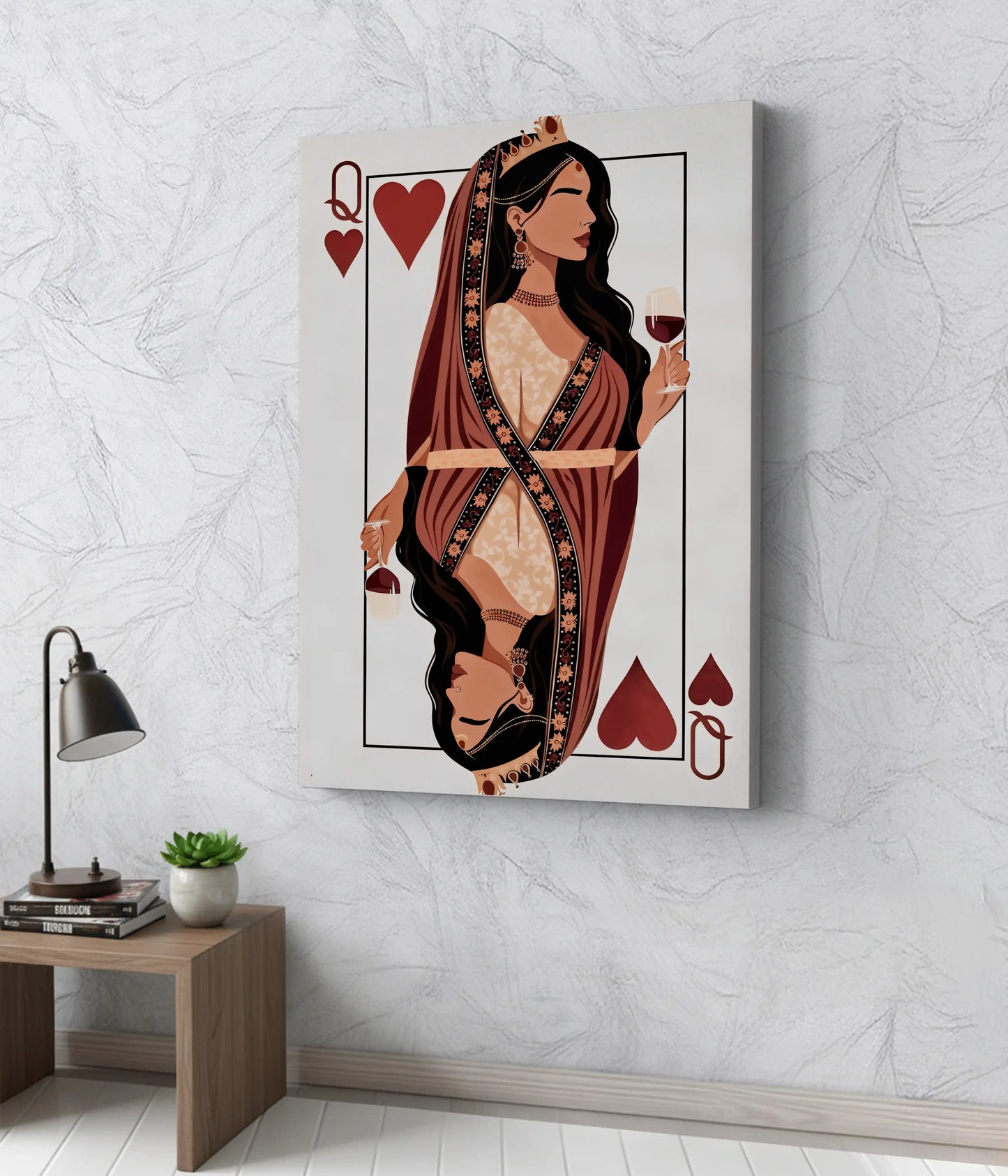 Queen of Hearts – Royal Feminine Canvas Print on Wall - Everanta