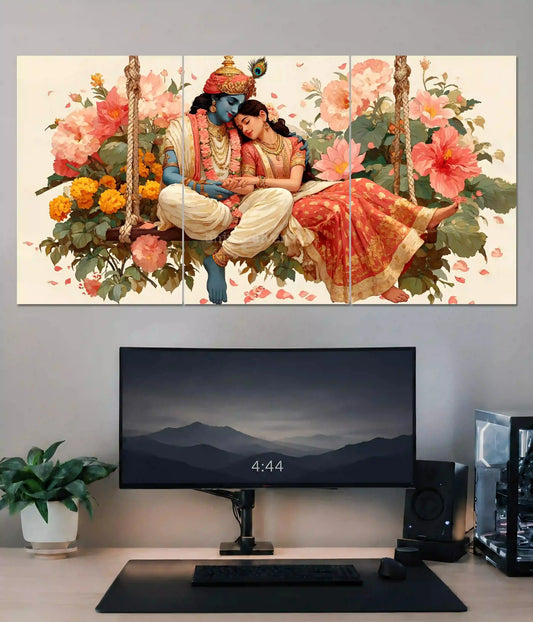 Radha Krishna Divine Swing Split Wall Poster Main Image - Everanta