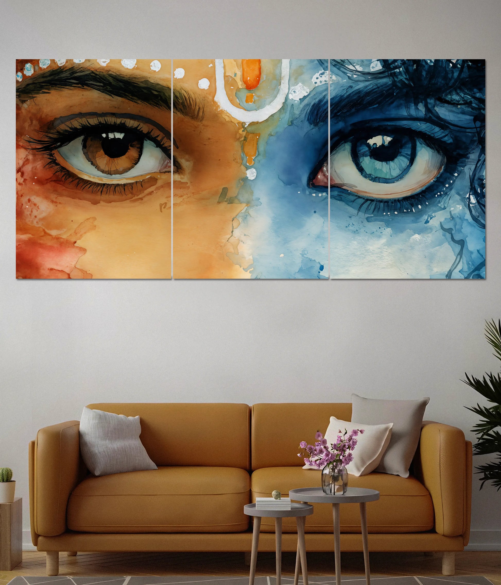 Radha Krishna Eyes – Divine Split Wall Poster Main Image - Everanta