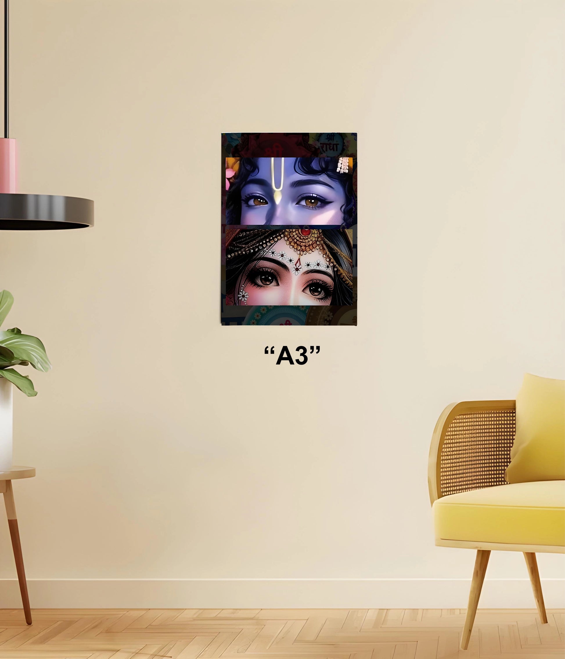 Radha Krishna’s Eyes – A Glimpse of Divine Love Wall Poster A3 Size - Everanta