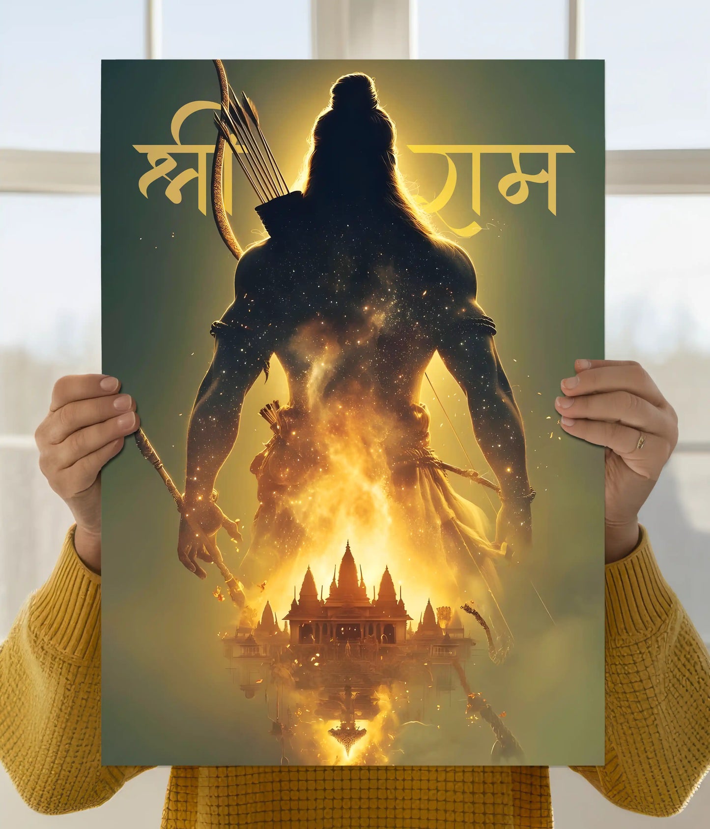 Ram Mandir Spiritual Glow Poster Main Image - Everanta