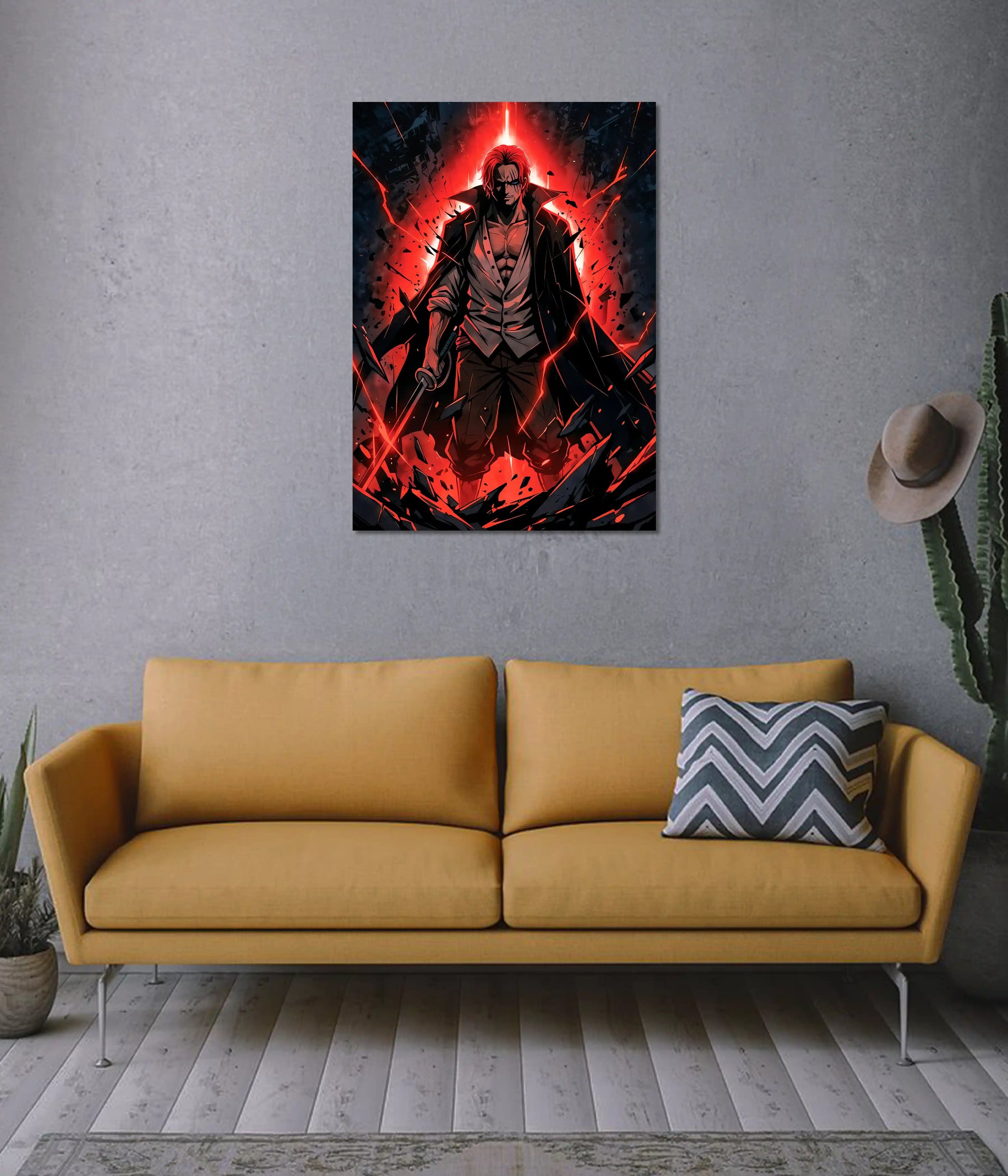 Red Hair Shanks Power Aura One Piece Poster on Wall - Everanta