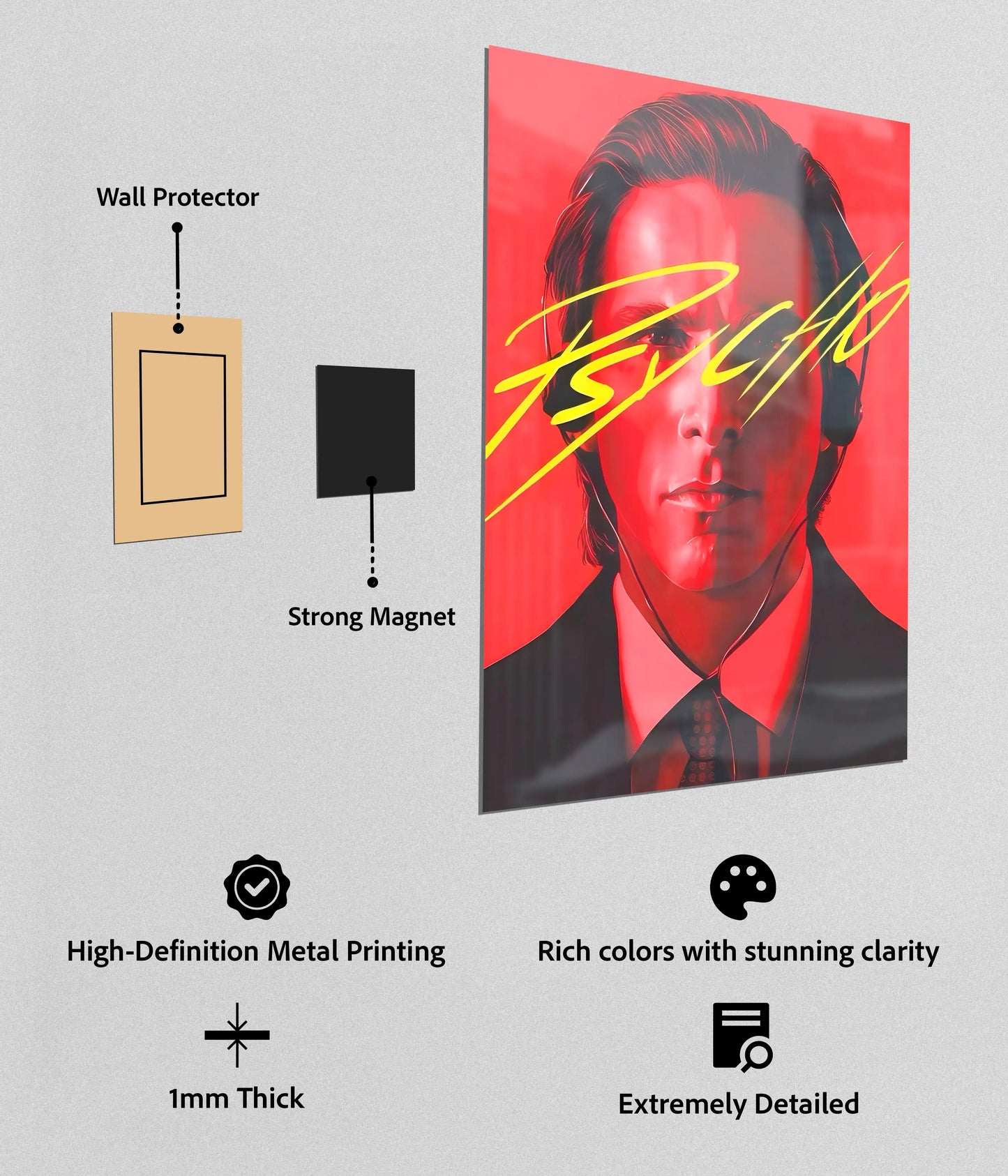 Red Mindset – Psycho Aesthetic Metal Poster with Magnets