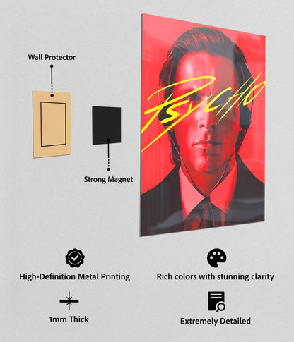 Red Mindset – Psycho Aesthetic Metal Poster with Magnets
