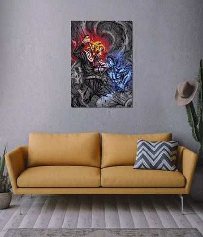 Rengoku vs Akaza Manga Clash Poster on Wall - Everanta