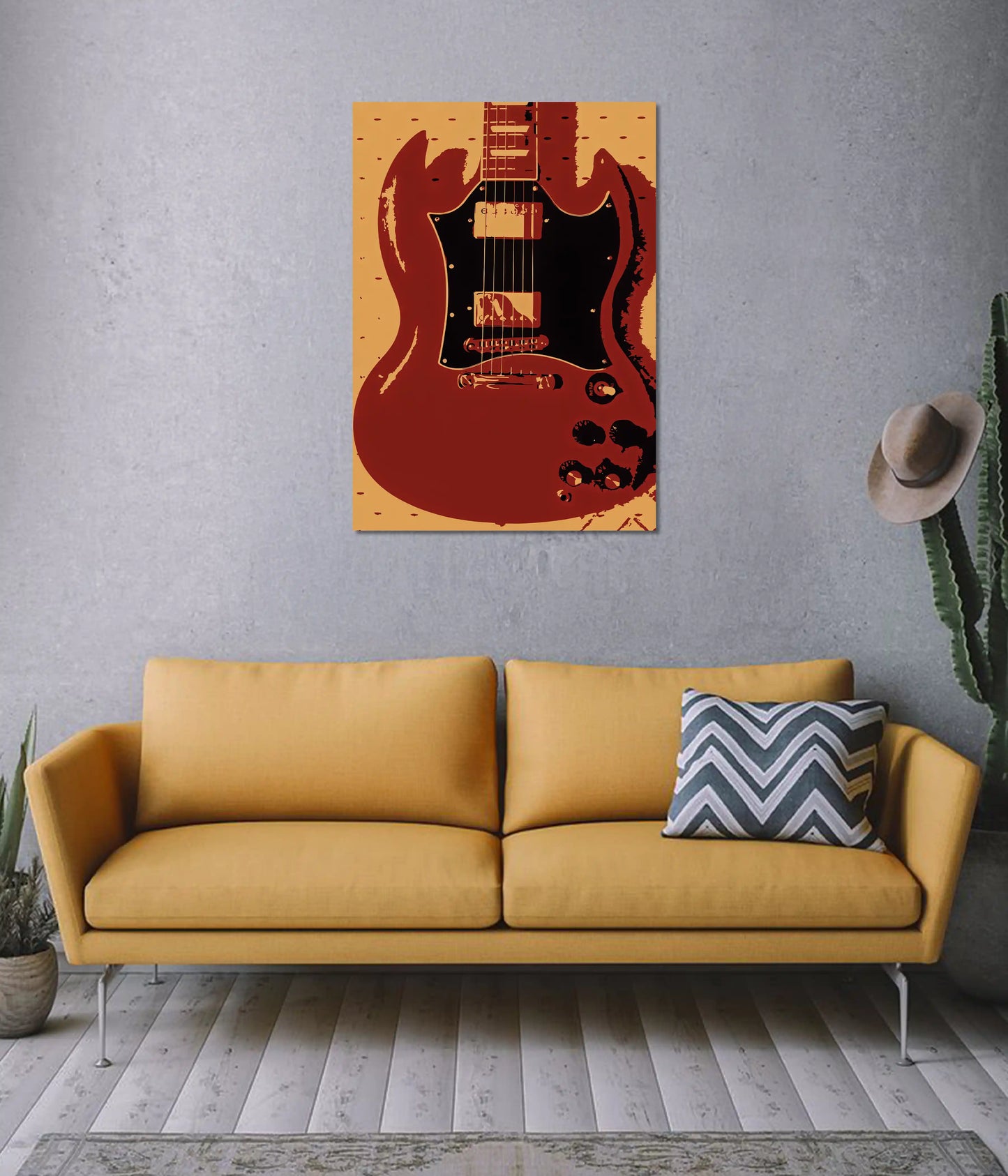 Retro Rock Guitar Wall Poster on Wall - Everanta