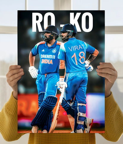 Rohit Sharma × Virat Kohli | RO-KO Cricket Wall Poster Main Image - Everanta