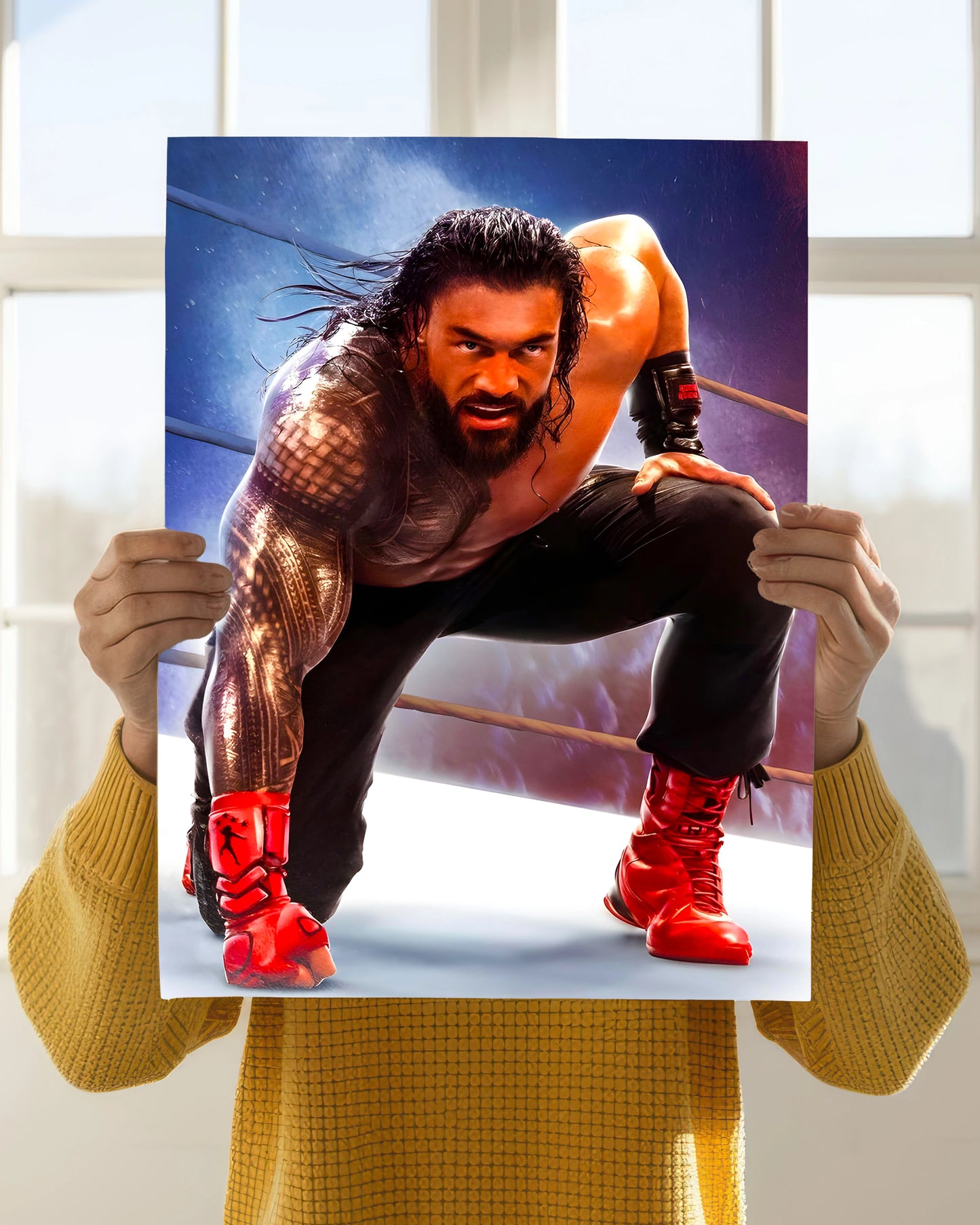 Roman Reigns Power Pose WWE Poster Holding Image - Everanta